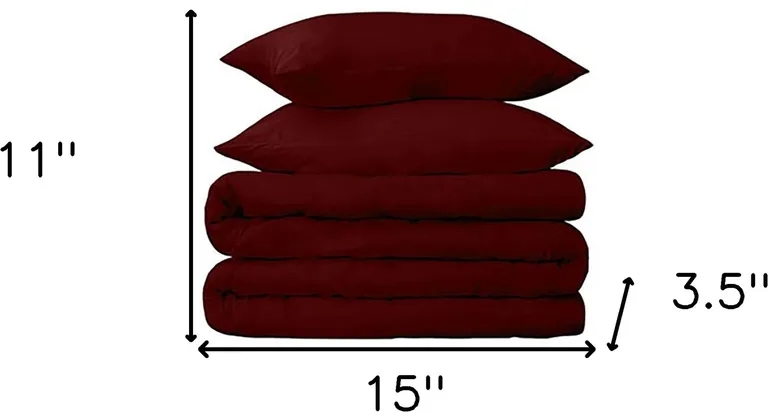 Burgundy King Cotton Blend 650 Thread Count Washable Duvet Cover Set Photo 5