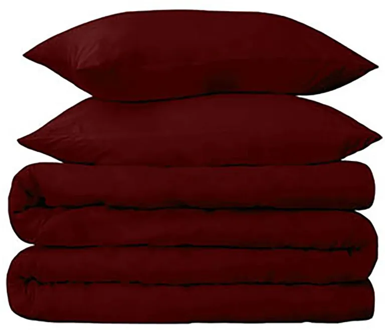 Burgundy King Cotton Blend 650 Thread Count Washable Duvet Cover Set Photo 1