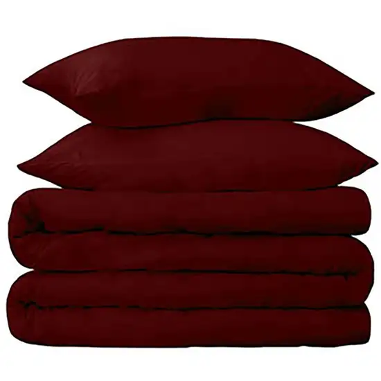 Burgundy King Cotton Blend 650 Thread Count Washable Duvet Cover Set Photo 1