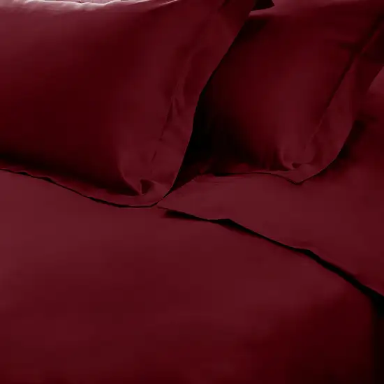 Burgundy King Cotton Blend 650 Thread Count Washable Duvet Cover Set Photo 2