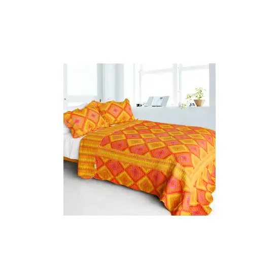 Burning Flame -  Cotton 3PC Vermicelli-Quilted Striped Patchwork Quilt Set (Full/Queen Size) Photo 1