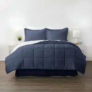 Photo of CA King Navy Microfiber Baffle-Box 6-Piece Reversible Bed-in-a-Bag Comforter Set