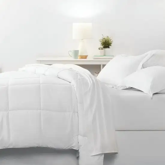 CA King size Microfiber 6-Piece Reversible Bed In A Bag Comforter Set in White Photo 3