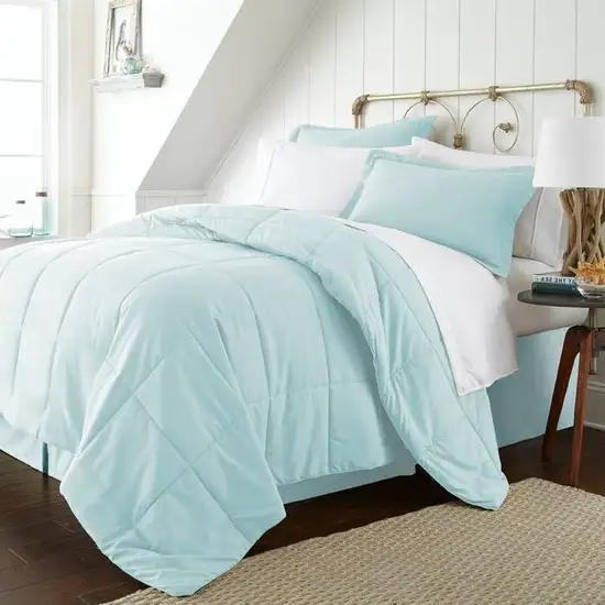 CAL King Microfiber 6-Piece Reversible Bed-in-a-Bag Comforter Set in Aqua Blue Photo 2