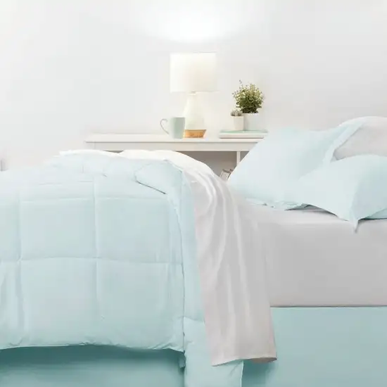 CAL King Microfiber 6-Piece Reversible Bed-in-a-Bag Comforter Set in Aqua Blue Photo 4