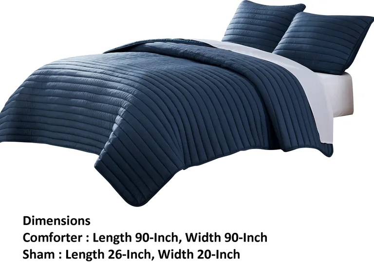 Cabe 3 Piece Queen Comforter Set, Polyester Puffer Channel Quilt Photo 4