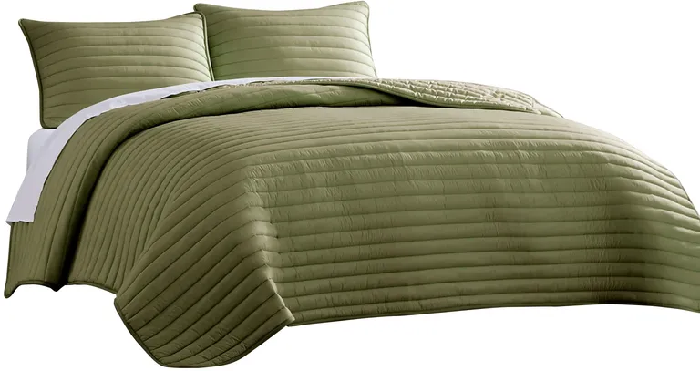 Cabe 3 Piece Queen Comforter Set, Polyester Puffer Channel Quilted Photo 1