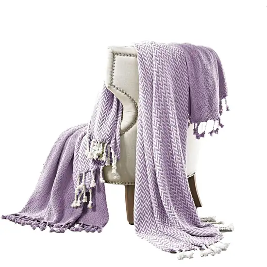 Calabria Herringbone Cotton Throw The Urban Port, Set of 2 Photo 1