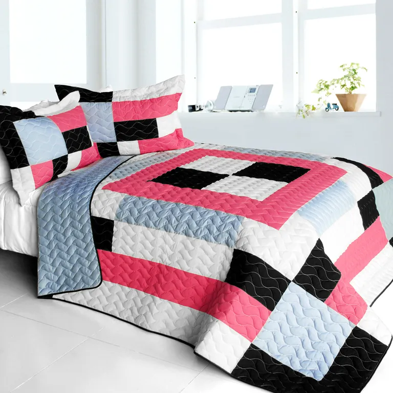 Campus Belle - 3PC Vermicelli - Quilted Patchwork Quilt Set (Full/Queen Size) Photo 1