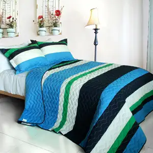 Photo of Caprice - 3PC Vermicelli-Quilted Patchwork Quilt Set (Full/Queen Size)