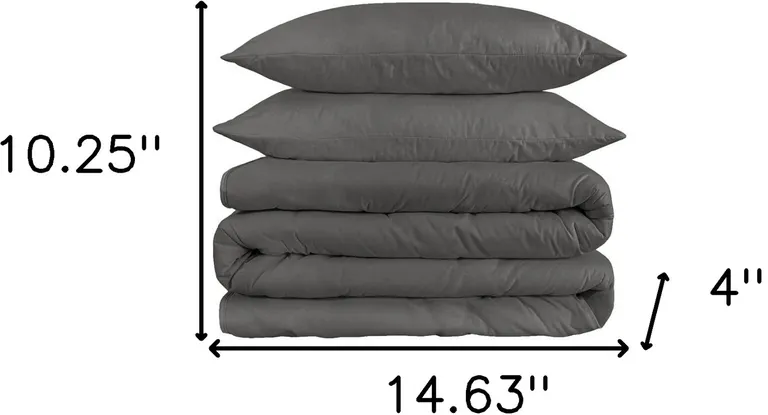 Charcoal King Cotton Blend 1200 Thread Count Washable Duvet Cover Set Photo 5