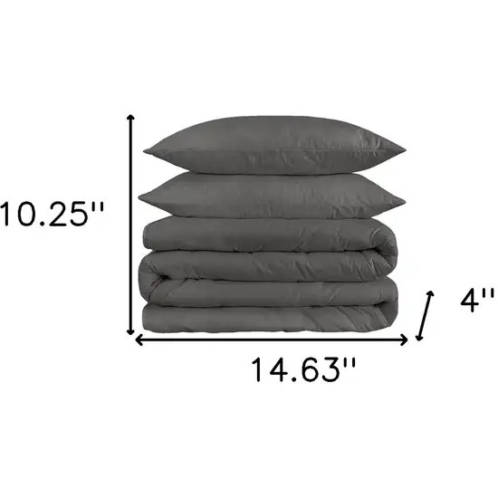 Charcoal King Cotton Blend 1200 Thread Count Washable Duvet Cover Set Photo 5