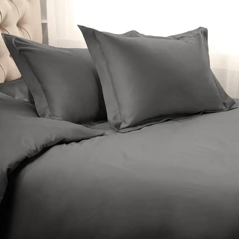 Charcoal King Cotton Blend 1200 Thread Count Washable Duvet Cover Set Photo 2