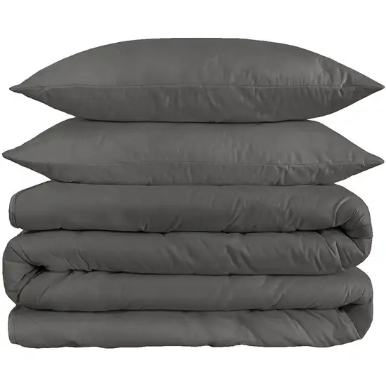 Charcoal King Cotton Blend 1200 Thread Count Washable Duvet Cover Set Photo 1