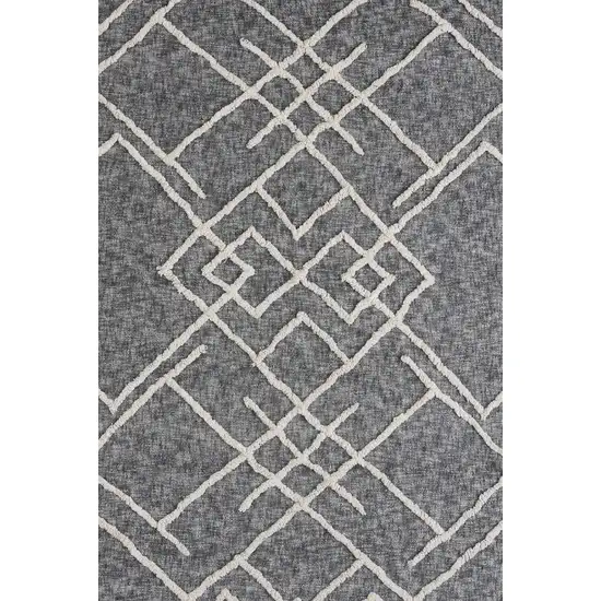 Charcoal and Off White Geometric  Cotton Coverlet With Fringe Photo 6