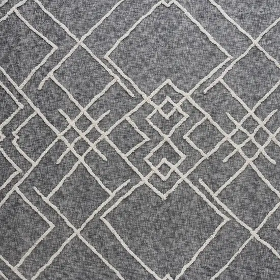 Charcoal and Off White Geometric  Cotton Coverlet With Fringe Photo 8