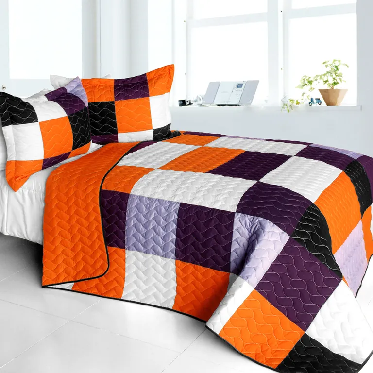 Chess Game - 3PC Vermicelli - Quilted Patchwork Quilt Set (Full/Queen Size) Photo 4