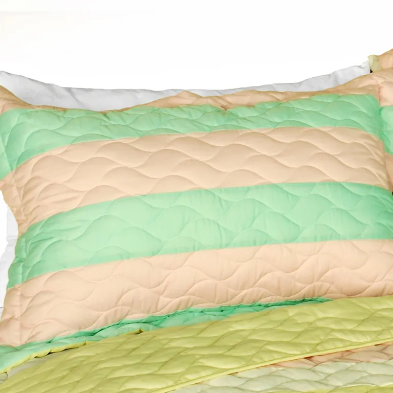 Chic Cookie - 3PC Vermicelli-Quilted Patchwork Quilt Set (Full/Queen Size) Photo 2