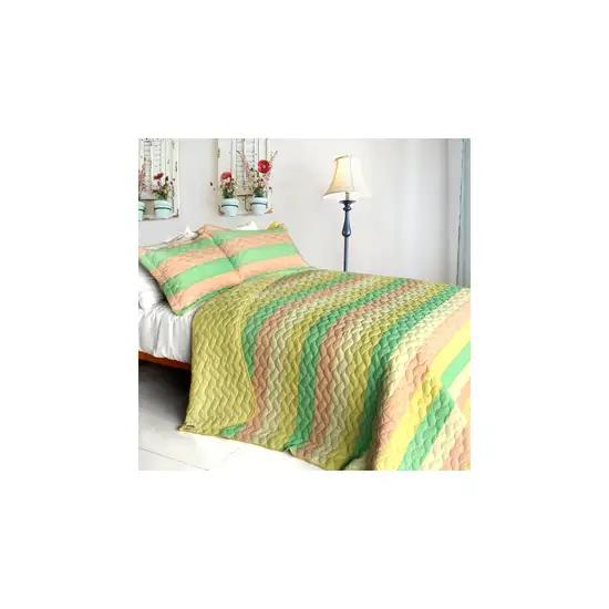 Chic Cookie -  3PC Vermicelli-Quilted Patchwork Quilt Set (Full/Queen Size) Photo 2
