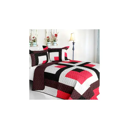 Chocolate Kingdom -  3PC Vermicelli-Quilted Patchwork Quilt Set (Full/Queen Size) Photo 5