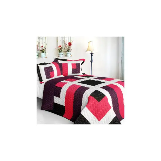 City of Wine -  3PC Vermicelli-Quilted Patchwork Quilt Set (Full/Queen Size) Photo 2