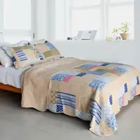 Photo of Classic Plaids - Cotton 3PC Vermicelli-Quilted Patchwork Quilt Set (Full/Queen Size)