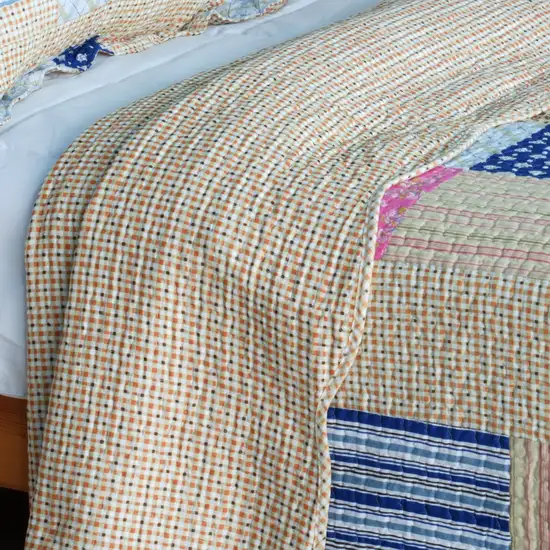 Classic Plaids -  Cotton 3PC Vermicelli-Quilted Patchwork Quilt Set (Full/Queen Size) Photo 4