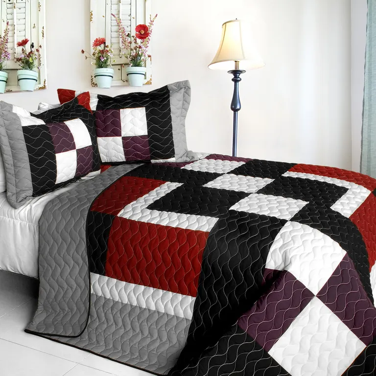 Classical Sentiment - 3PC Vermicelli - Quilted Patchwork Quilt Set (Full/Queen Size) Photo 1