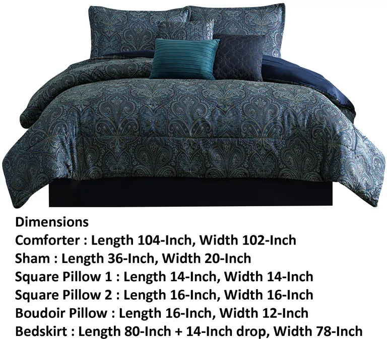 Clover 7 Piece Soft Polyester King Comforter Set, Jacquard Pattern Photo 5