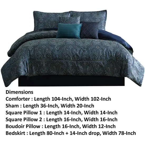 Clover 7 Piece Soft Polyester King Comforter Set, Jacquard Pattern Photo 5