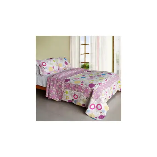 Colorful Bubble -  Cotton 3PC Vermicelli-Quilted Patchwork Quilt Set (Full/Queen Size) Photo 2