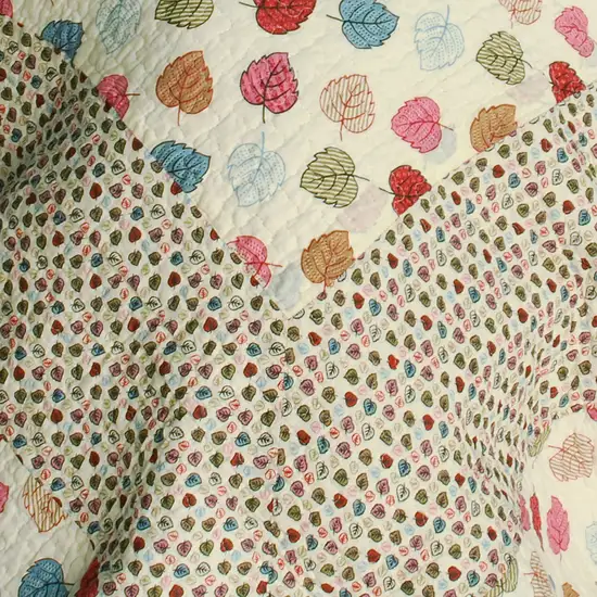 Colorful Dots -  Cotton 3PC Vermicelli-Quilted Dots Patchwork Quilt Set (Full/Queen Size) Photo 5