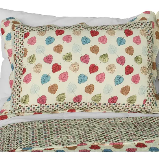 Colorful Dots -  Cotton 3PC Vermicelli-Quilted Dots Patchwork Quilt Set (Full/Queen Size) Photo 3