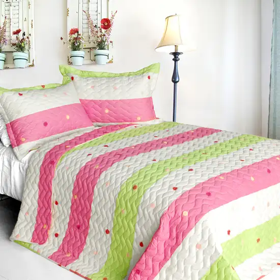 Colorful Life -  Cotton 2PC Vermicelli-Quilted Patchwork Quilt Set (Twin Size) Photo