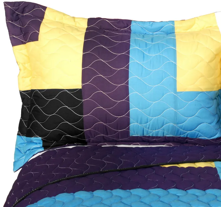 Colors Quartet - 3PC Vermicelli - Quilted Patchwork Quilt Set (Full/Queen Size) Photo 2