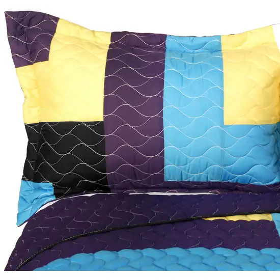 Colors Quartet -  3PC Vermicelli - Quilted Patchwork Quilt Set (Full/Queen Size) Photo 3