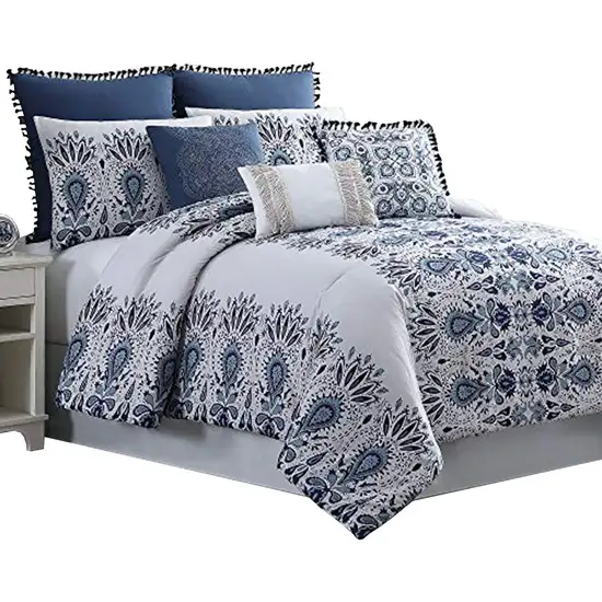 Constan?a 8 Piece King Comforter Set with Floral Print The Urban Port Photo 1