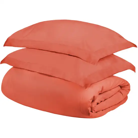 Coral  Cotton Blend 300 Thread Count Washable Duvet Cover Set Photo 1