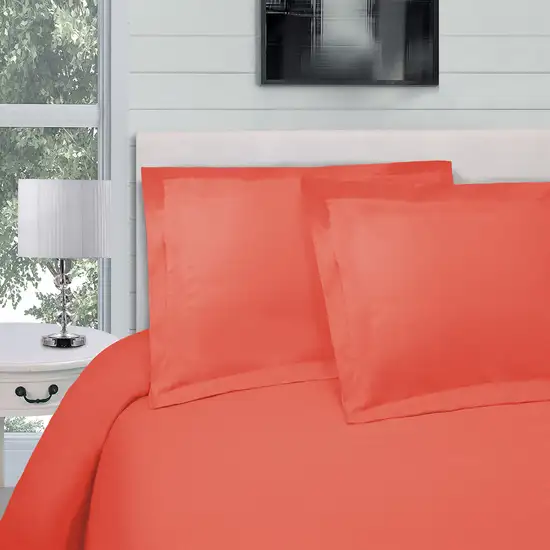 Coral  Cotton Blend 300 Thread Count Washable Duvet Cover Set Photo 4