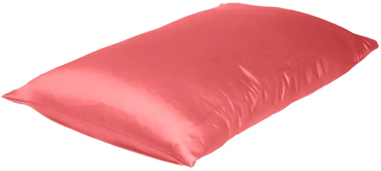 Coral Dreamy Set Of 2 Silky Satin King Pillowcases Photo 2