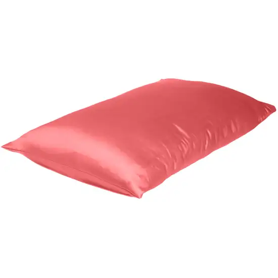 Coral Dreamy Set Of 2 Silky Satin King Pillowcases Photo 2