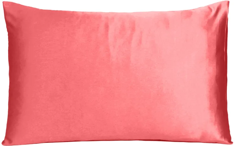 Coral Dreamy Set Of 2 Silky Satin King Pillowcases Photo 1