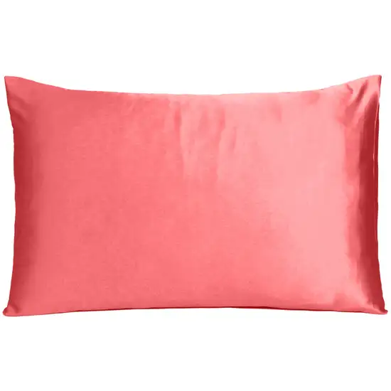 Coral Dreamy Set Of 2 Silky Satin King Pillowcases Photo 1