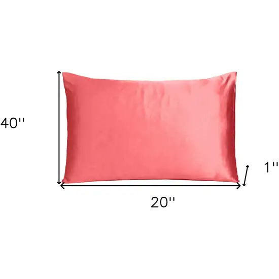 Coral Dreamy Set Of 2 Silky Satin King Pillowcases Photo 8