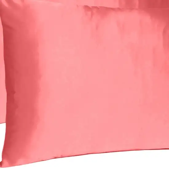 Coral Dreamy Set Of 2 Silky Satin King Pillowcases Photo 6