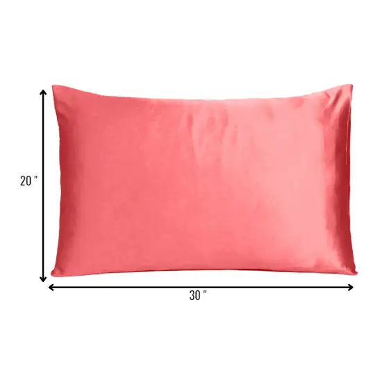 Coral Dreamy Set Of 2 Silky Satin Queen Pillowcases Photo 8