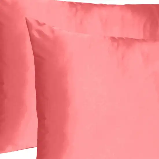 Coral Dreamy Set Of 2 Silky Satin Standard Pillowcases Photo 6