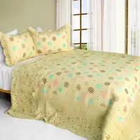 Photo of Corda - 3PC Cotton Contained Vermicelli-Quilted Patchwork Quilt Set (Full/Queen Size)