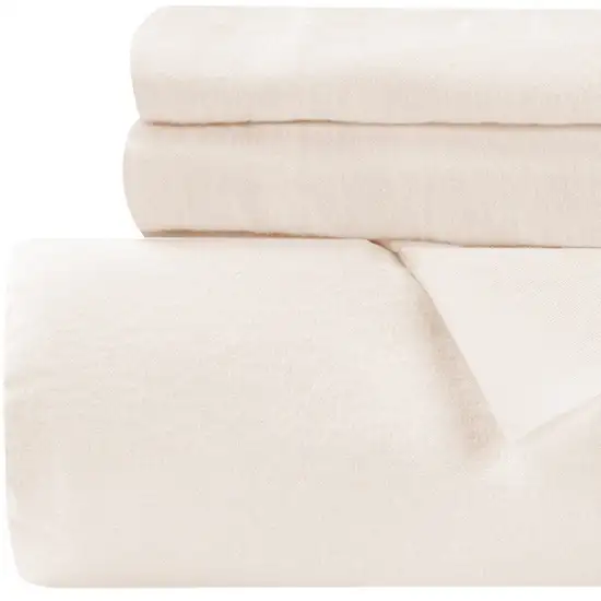 Ivory  Cotton Blend 0 Thread Count Washable Duvet Cover Set Photo 3