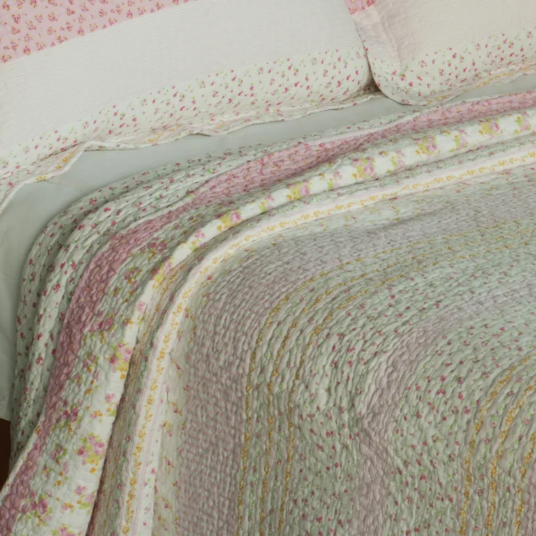 Crystal Soul - 100% Cotton 3PC Vermicelli-Quilted Patchwork Quilt Set (Full/Queen Size) Photo 3